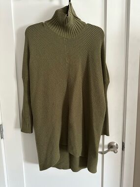 Olive Green Turtleneck Oversized Women's Sweater